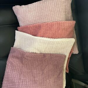 Textured Accent Pillow Set - Pink, Cream, and Purple